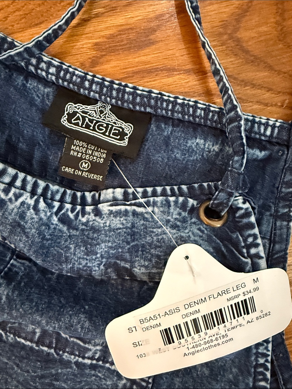 Angie Acid Wash Denim Flare Leg Overalls Jumpsuit NWT M - Picture 2 of 13